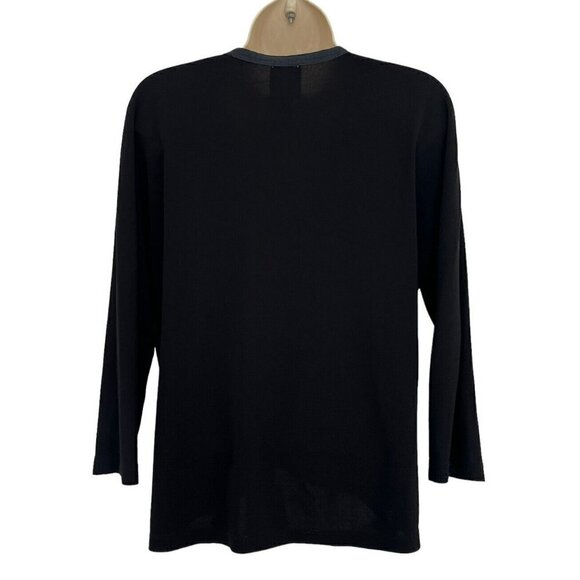 Citrine of Canada Womens Sz 10 Black Button Front V Neck Top Blouse - Picture 3 of 6